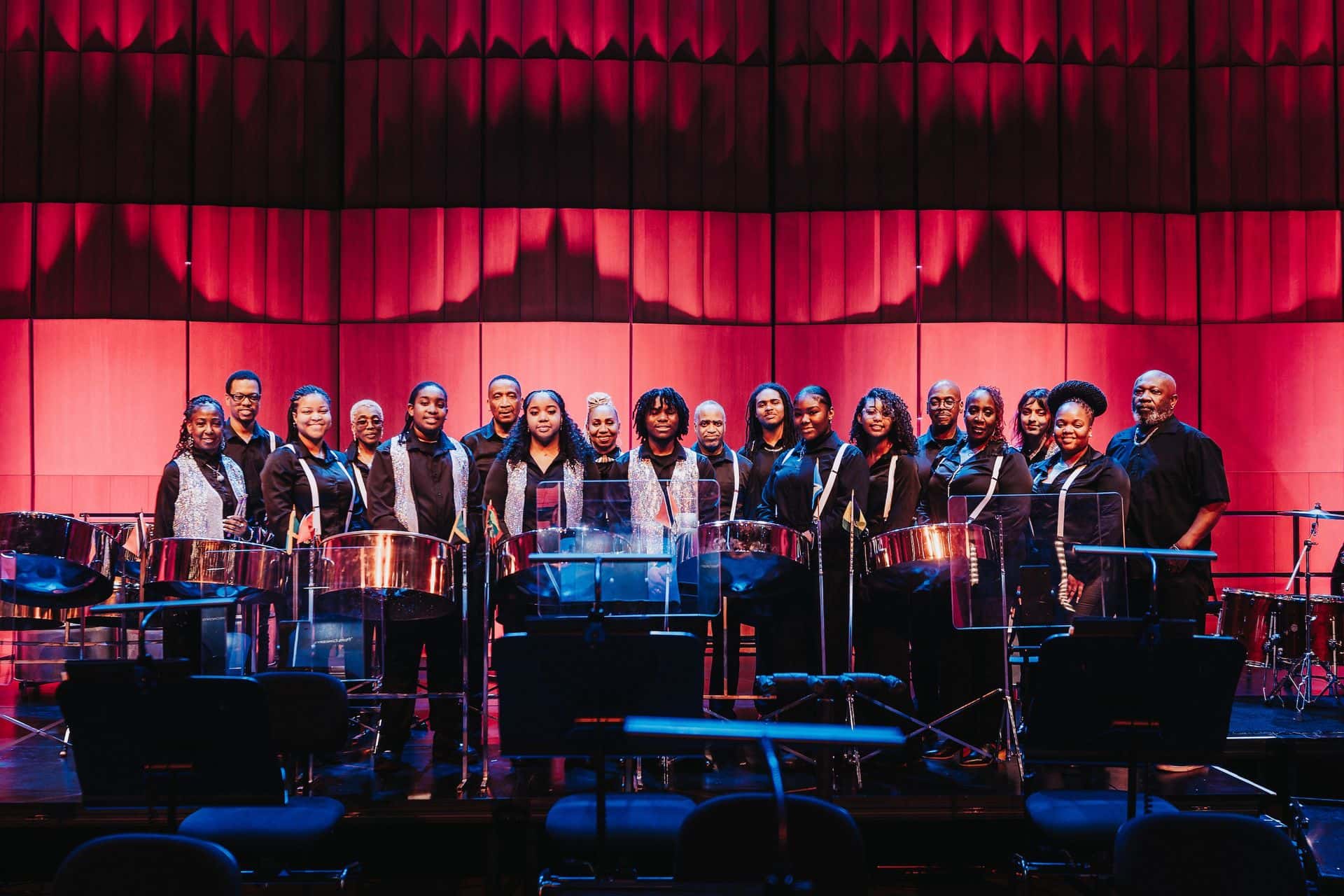Caribbean Winterfest performers, Pan Fantasy, posing for a group photo at the Closing Night in Ottawa on March 1, 2025.